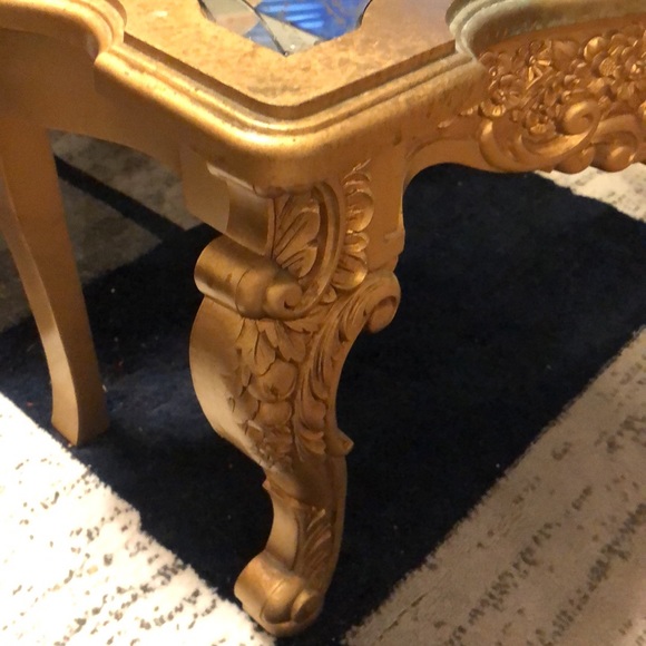 Vintage Italian Rococo Rectangle Mirrored Gold Accent Table 16 x 24 Plant Stand - Picture 11 of 13